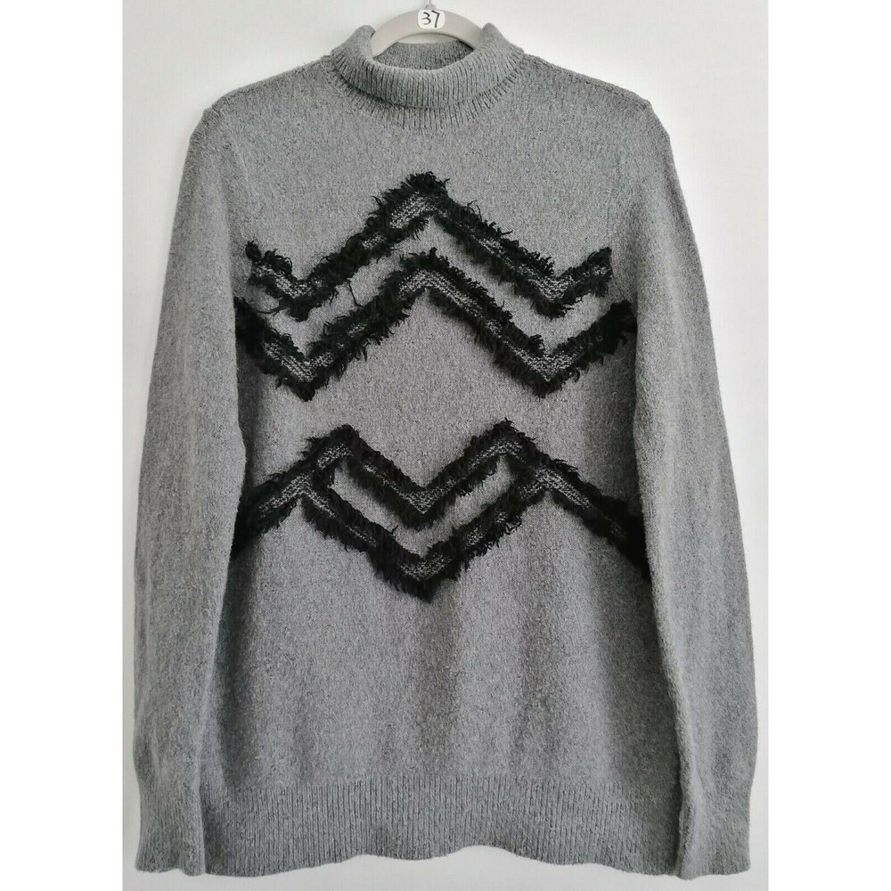 Loft Outlet Womens Gray Black Long Sleeve Turtleneck Knit Sweater Size M